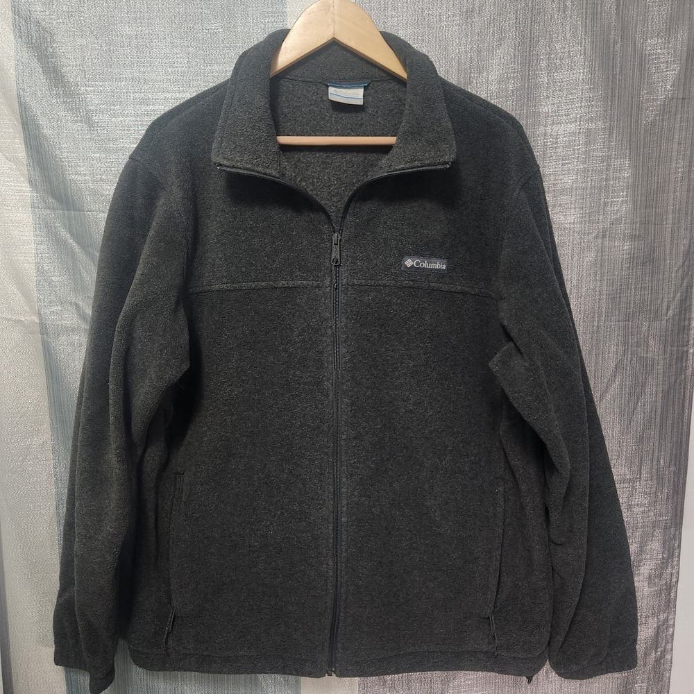 Columbia Mens Steens Mountain Full Zip Fleece Jacket Gray L Cabin Hiking Gorp